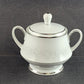 Noritake Cumberland Sugar Bowl w Lid 2225 Japan White Flowers Platinum Trim Vtg