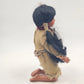 Native American Porcelain Doll Indigenous Girl Kneeling Traditional Dress 12"