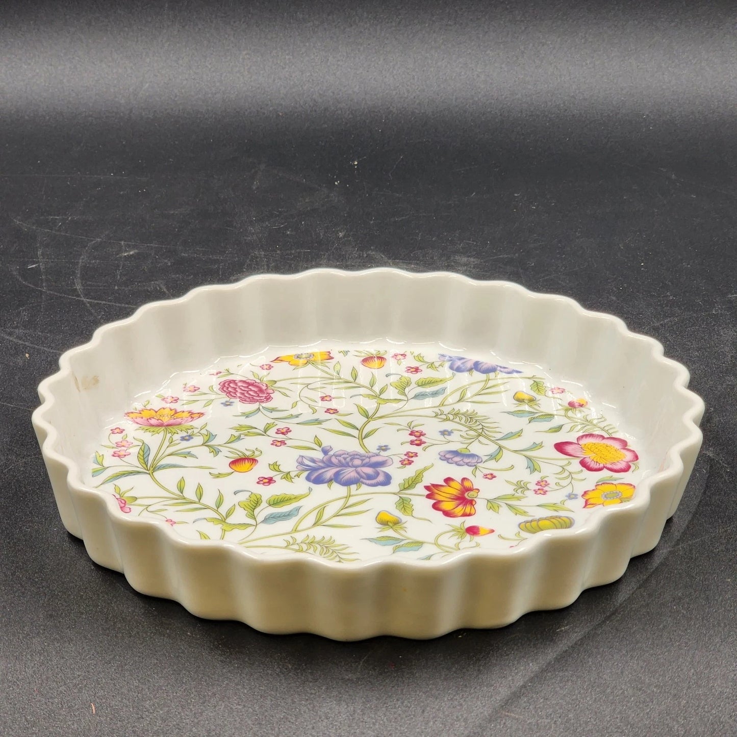 Avignon Toscany Fine China Pie Quiche Dish 10" Floral Pattern Japan Discontinued