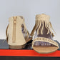 Adrianna Cathy-8 Beige Gladiator Sandals Women's 8 Fringe Ankle Height Zip NIB