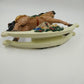Christmas Holiday Decoration Musical Rocking Horse Basket of Toys Polyresin 12"
