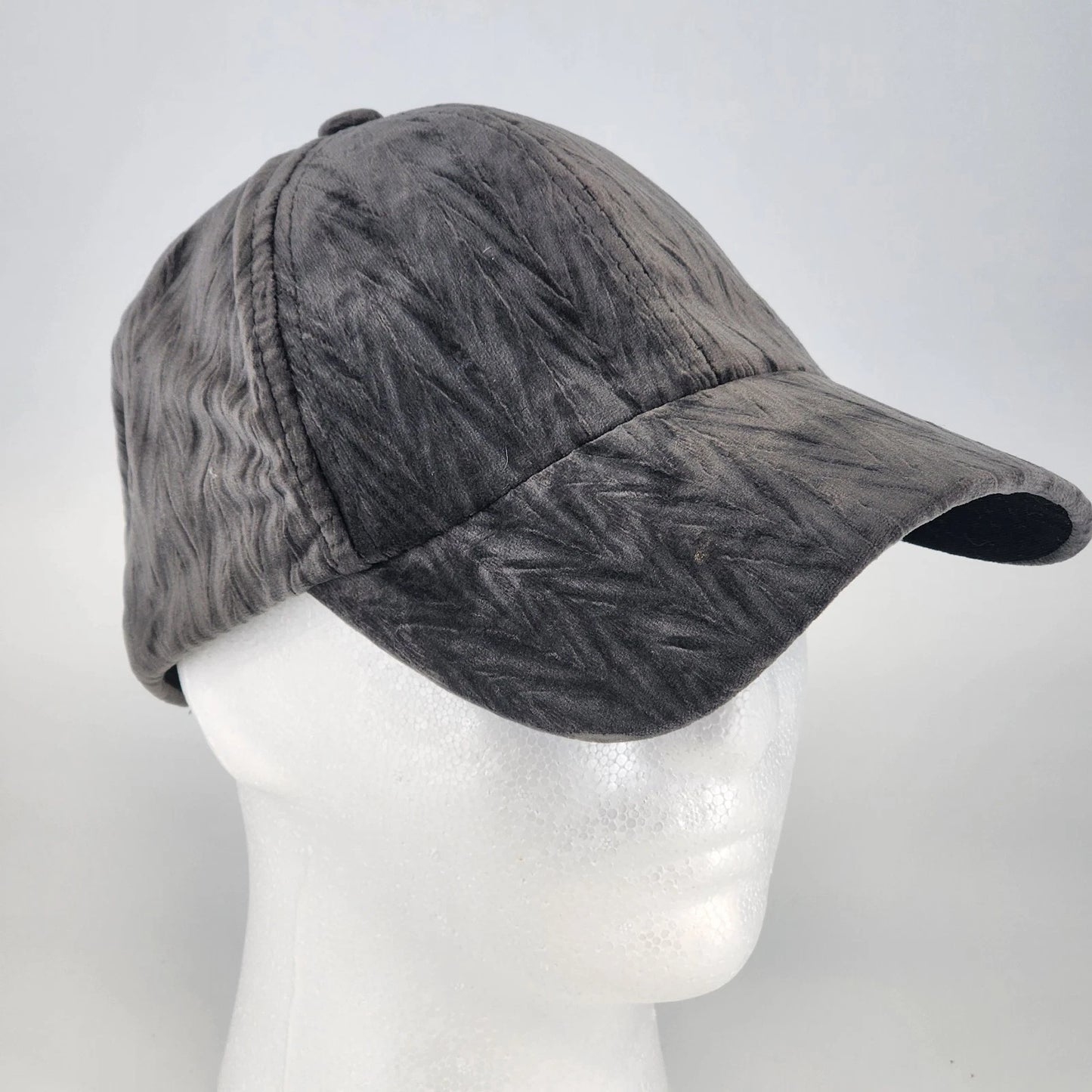 Gray Velour Baseball Cap Hat Soft Polyester Adjustable Hook-Latch Adult China