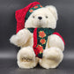 Santa Bear 2001 Kmart Christmas Plush Collectible White Teddy w Hat & Scarf 15"