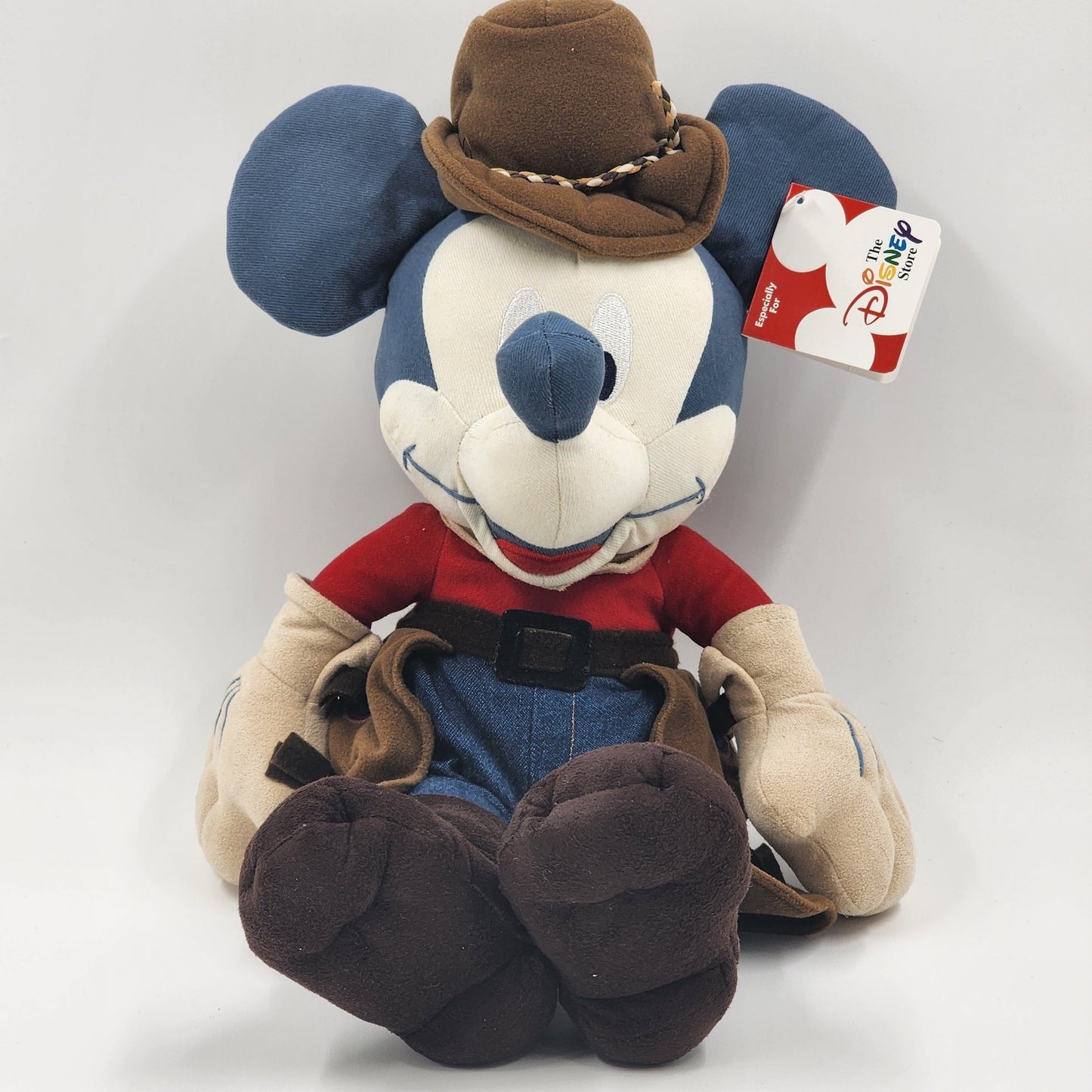 Walt Disney Store Indian Summer Mickey Mouse Plush Denim Stuffed Toy Cowboy 15"