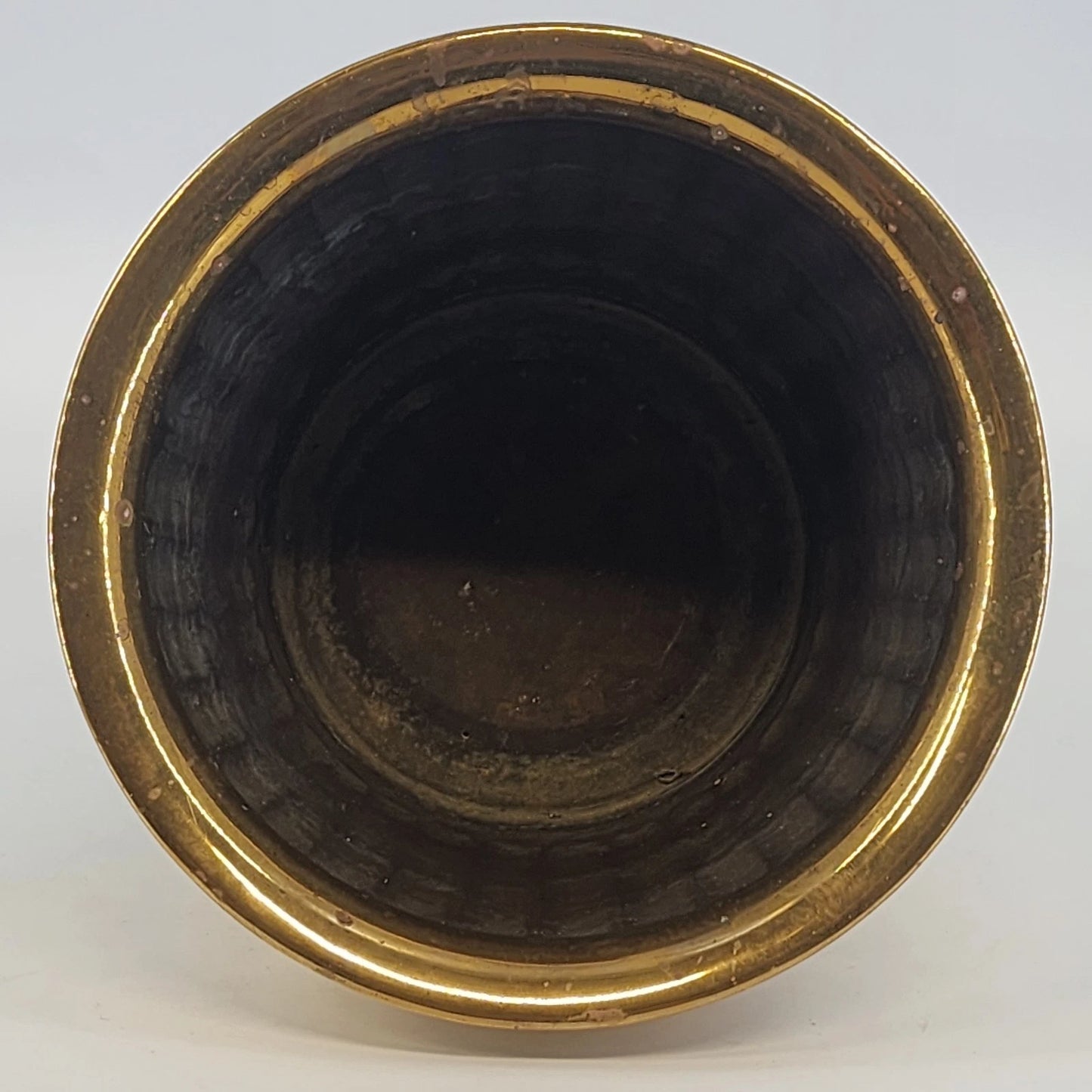 Brass Planter Pot Ribbed India 7.5" Boho Mid Century Decor In/Outdoor Vtg