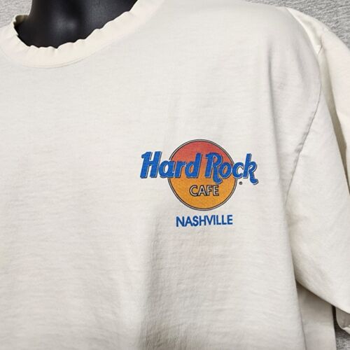 Hard Rock Cafe Nashville T-Shirt XL White Cowboy Hat Boot Graphic Vintage
