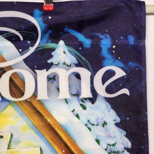 Winter Cottage House Flag Briarwood Lane by Donna Race 28" x 40" Vintage