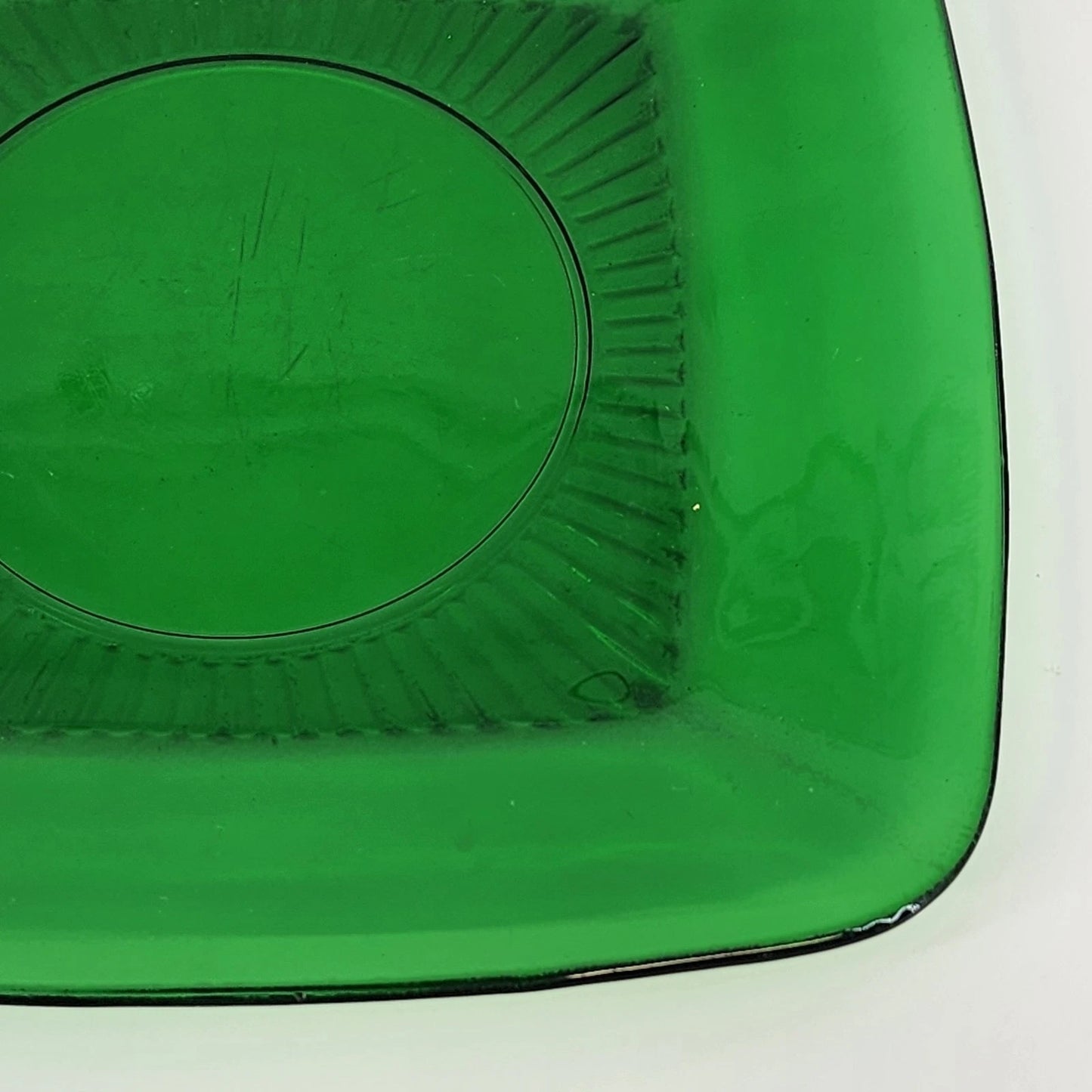 Anchor Hocking Charm Forest Green Square Luncheon Plate 8.25" Collectible Glass