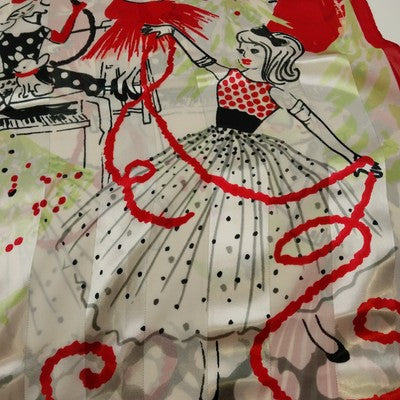 Holiday Scarf 20"x68" Red Black White Gray Women Decorating Christmas Tree Scene