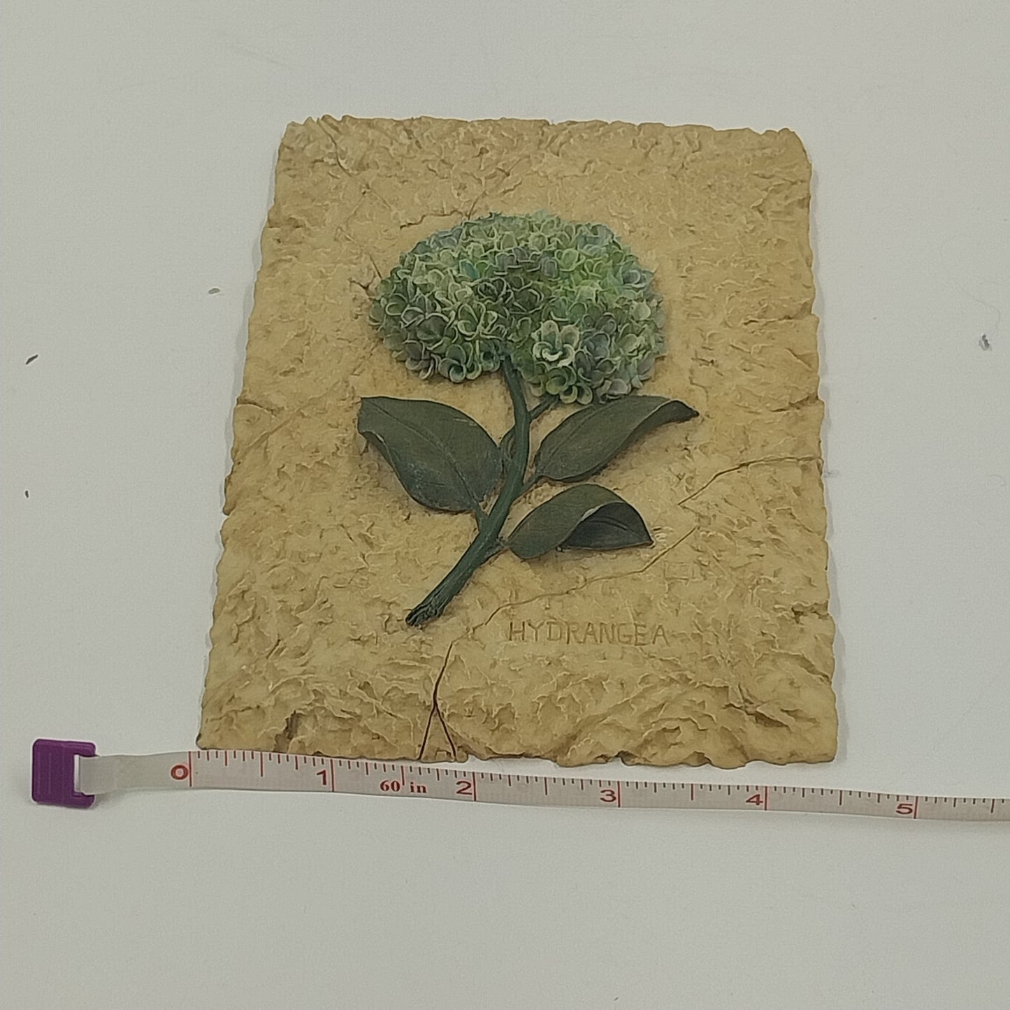 2 Floral Wall Art Hanging Plaques Decor Hydrangea and Magnolia Resin 3D 4x6" Vtg