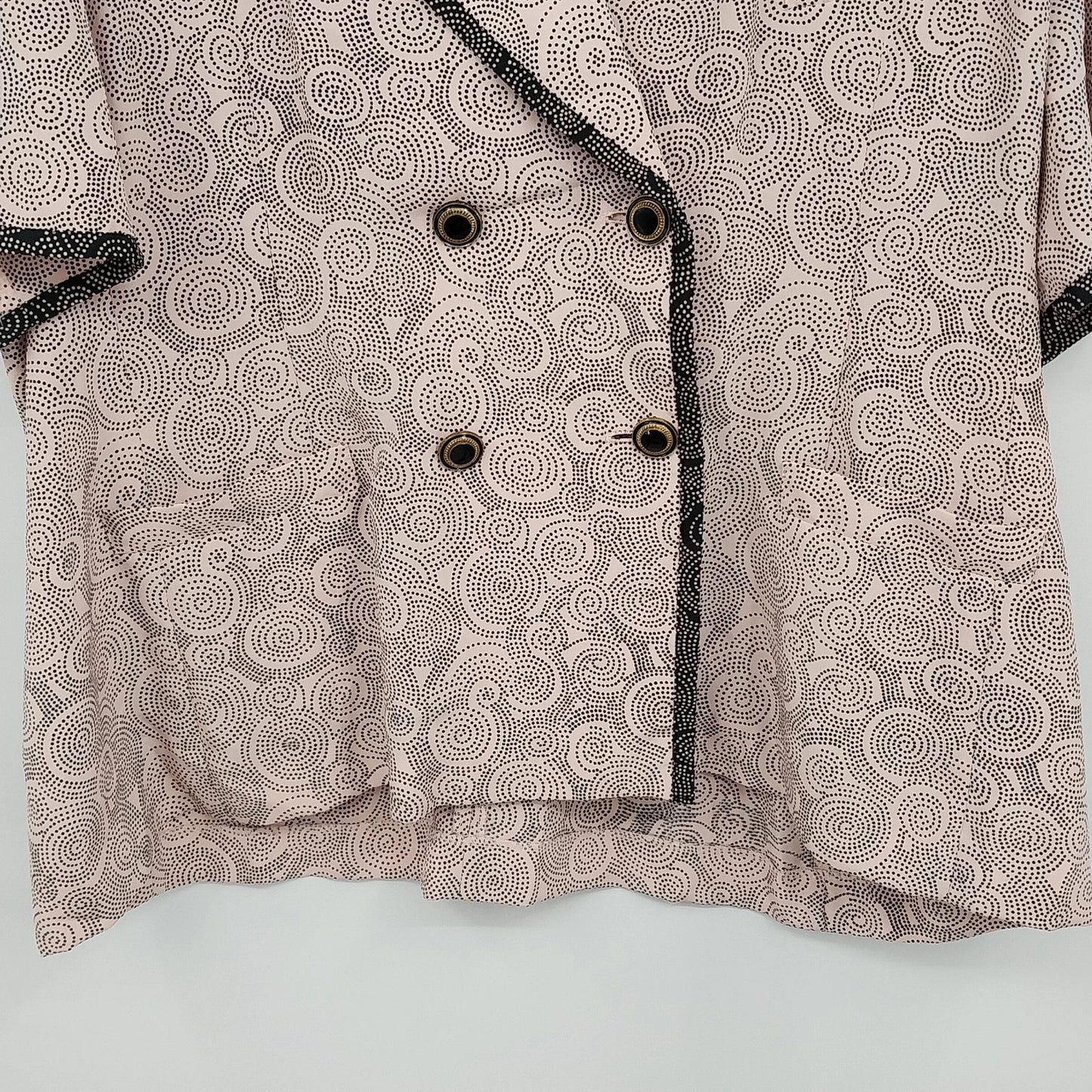 Leslie Fay Sportswear II 24W Dress Shirt Jacket Pink Paisley Double Breasted Vtg
