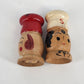 Wood Chef Salt & Pepper Shakers 2" White Boy Red Girl Japan Kitsch 1960's Vtg
