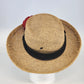 Eric Javits Luxury Squishee Sun Hat Beige Packable Woven Rose Brim Hatpin Vtg