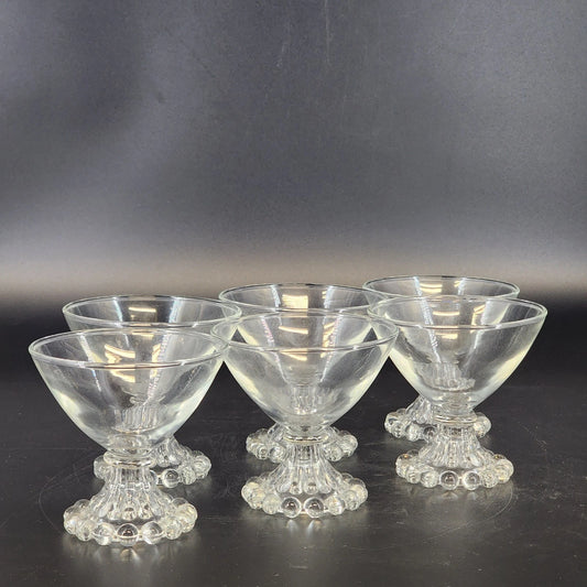 Set of 6 Anchor Hocking Berwick Boopie coupe glasses clear bubble stem
