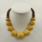 Plunder Design Boho Wood & Cord Wrapped Chunky Beaded Necklace Statement Jewelry