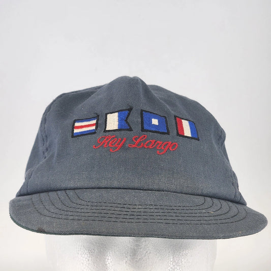 Key Largo Snapback Ball Cap Gray Nautical Signal Flags Embroidered Vintage Hat