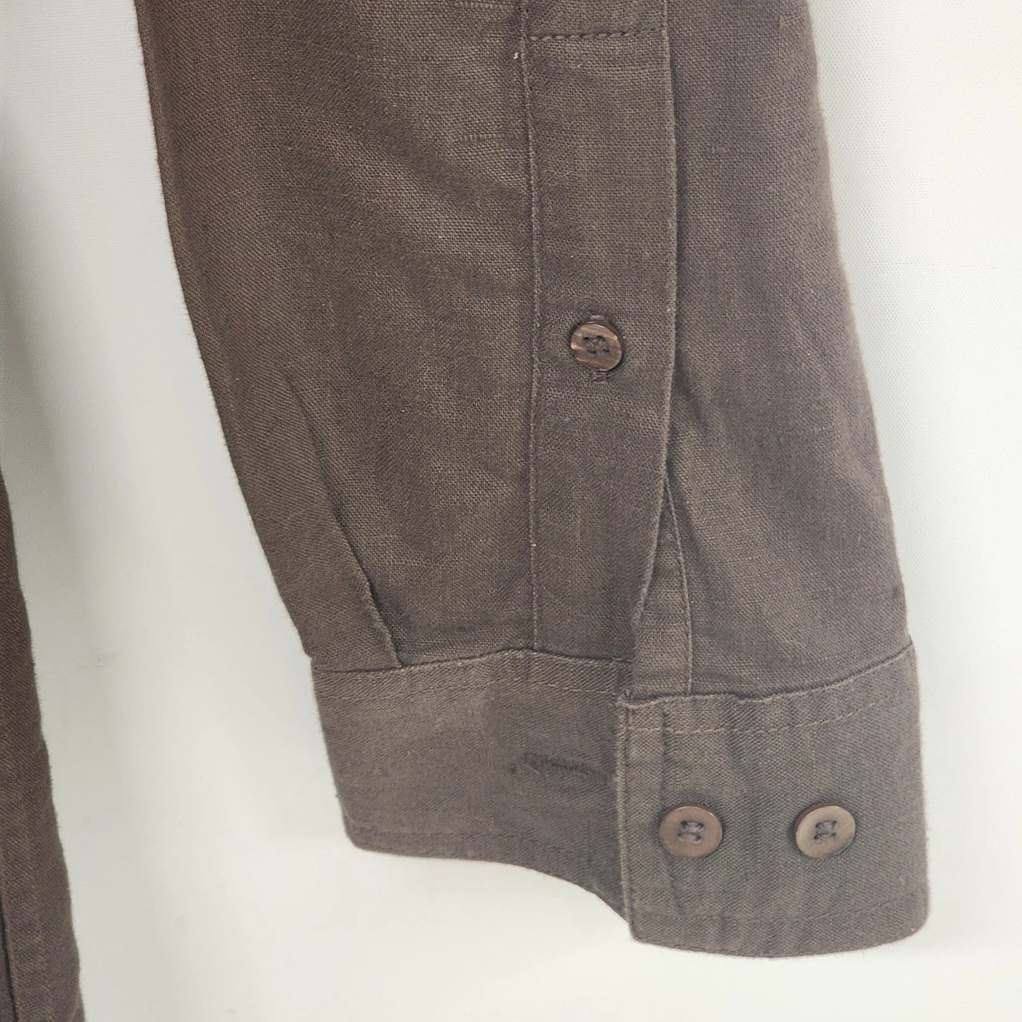 Bruno Mens Linen Cotton Blend Shirt XL Brown Button Down Italy