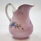 Pink Porcelain Creamer Pitcher Birds Nest Blue Flowers Gold Trim 6" Vintage