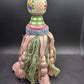 Tassel Pull Cord Finial Curtain Tie-Back LARGE Wood Hand Painted Pink Green
