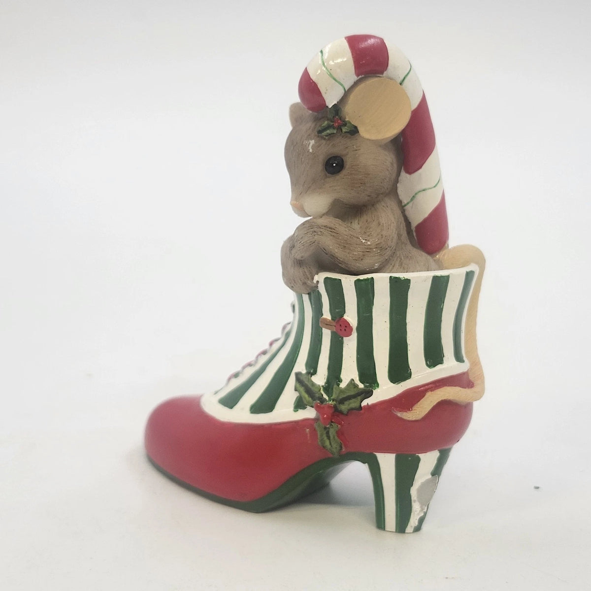 Enesco Charming Tails You're A Sweet Sole Mouse Christmas Shoe Candy Cane China