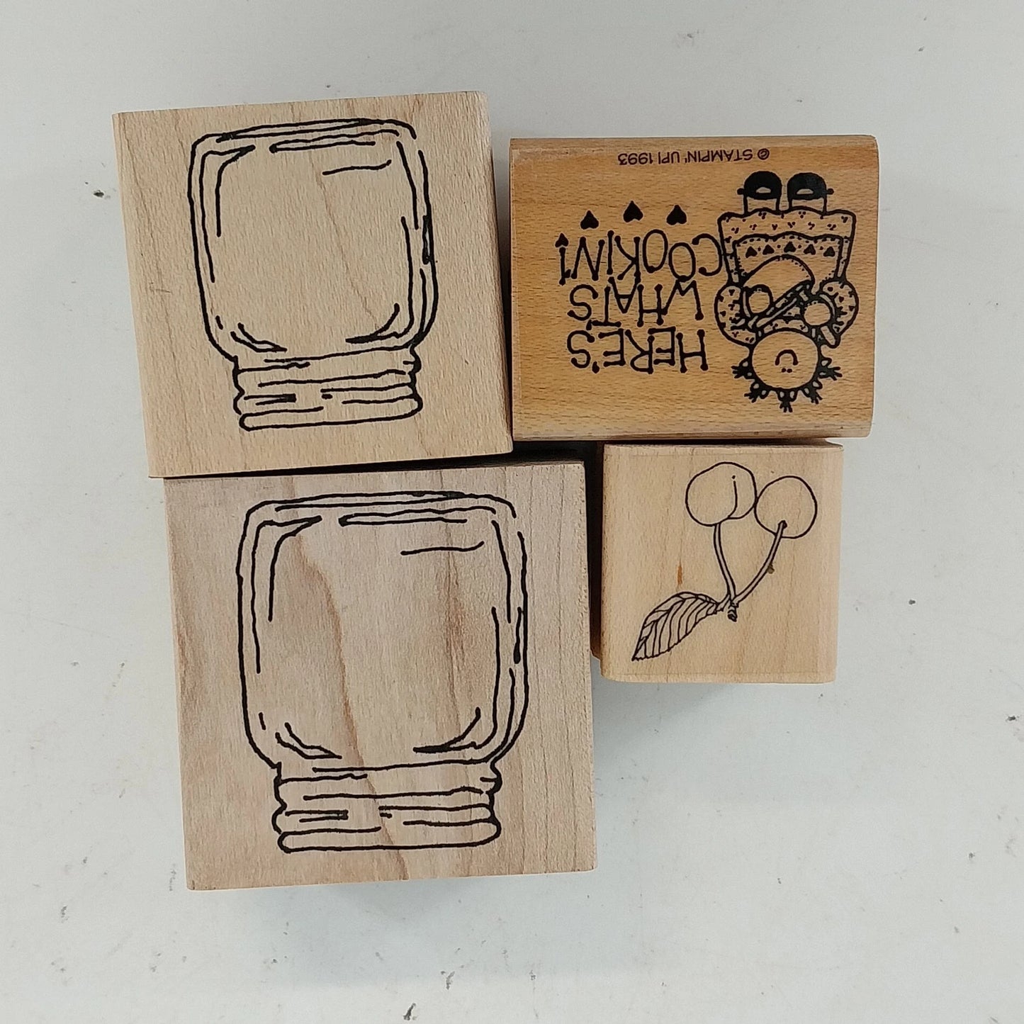 Vintage Kitchen Wooden Rubber Stamp Set Baking Craft Designs