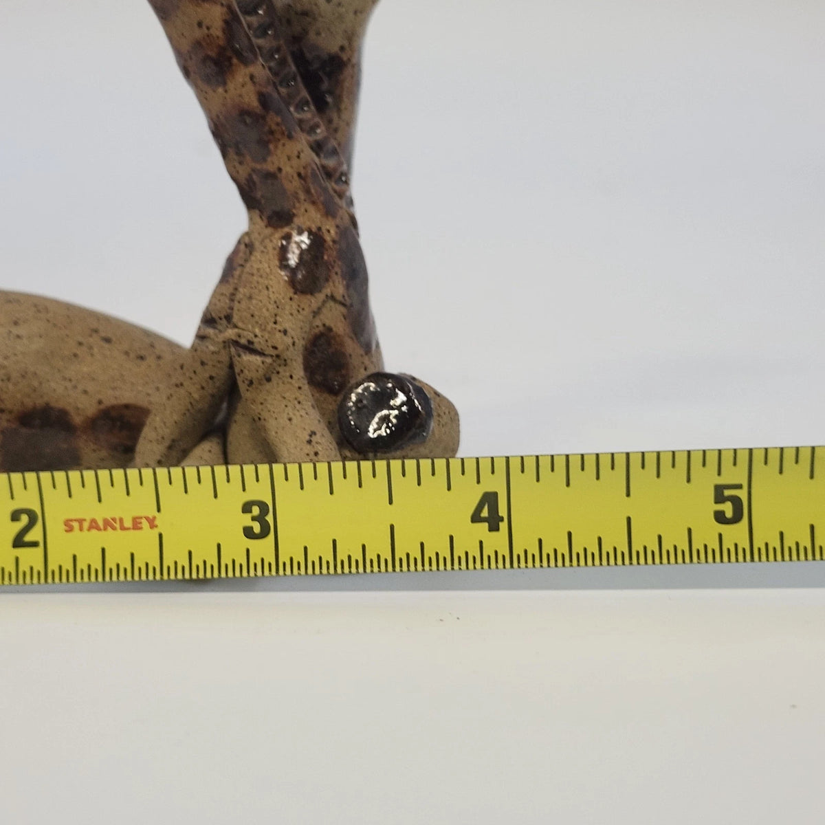 Studio Pottery Giraffe Pair Figurine Brown Speckled 4" Artist Marked