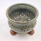 Handmade Pottery Berry Colander Strainer Green Studio Artisan Signed 7"