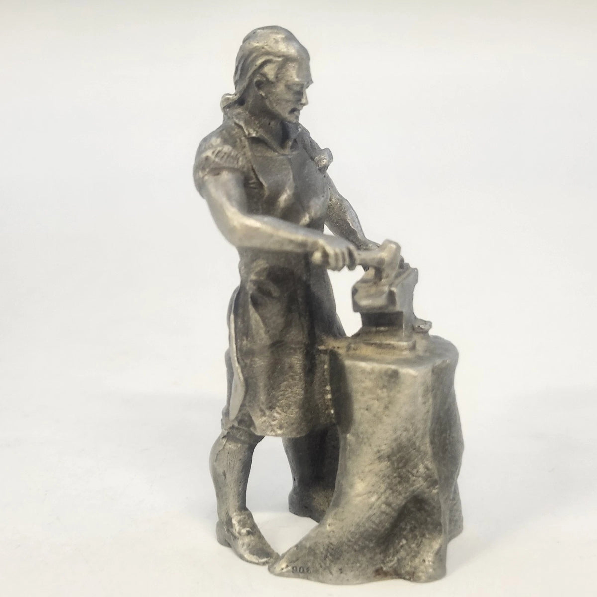 Hudson Baston 1972 Colonial Blacksmith Pewter Figurine Anvil Hammer 3" Vintage