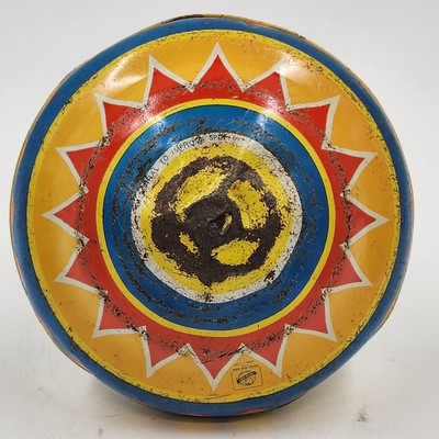 Metal Tin Toy Spinning Top with Circus Animals 6" by Ohio Art USA Vintage 1960s