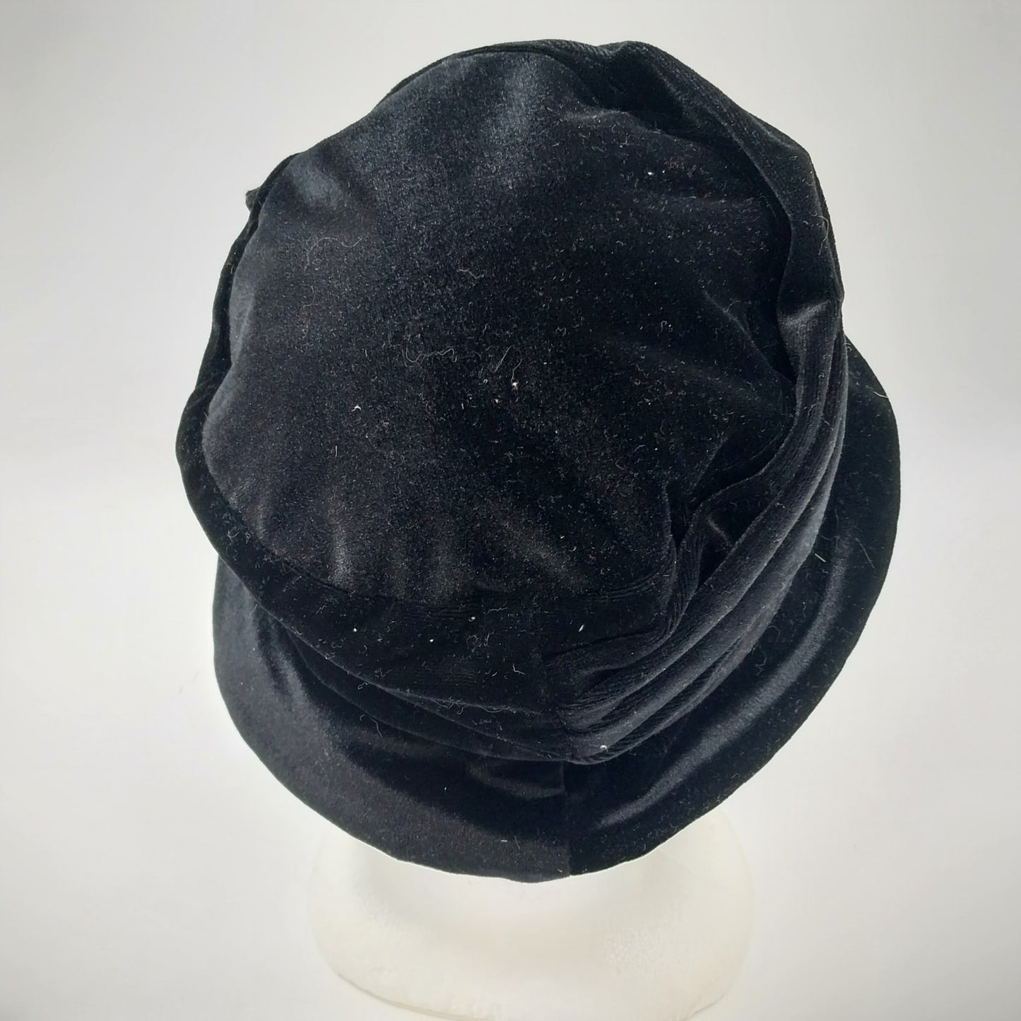 Betmar Black Cloche Velvet Hat Bucket Ruched with Button 100% Polyester New York