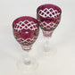 Ruby Cut to Clear Wine Glasses Set 2 Bohemian Hock Diamond Cut 6.75" Vintage