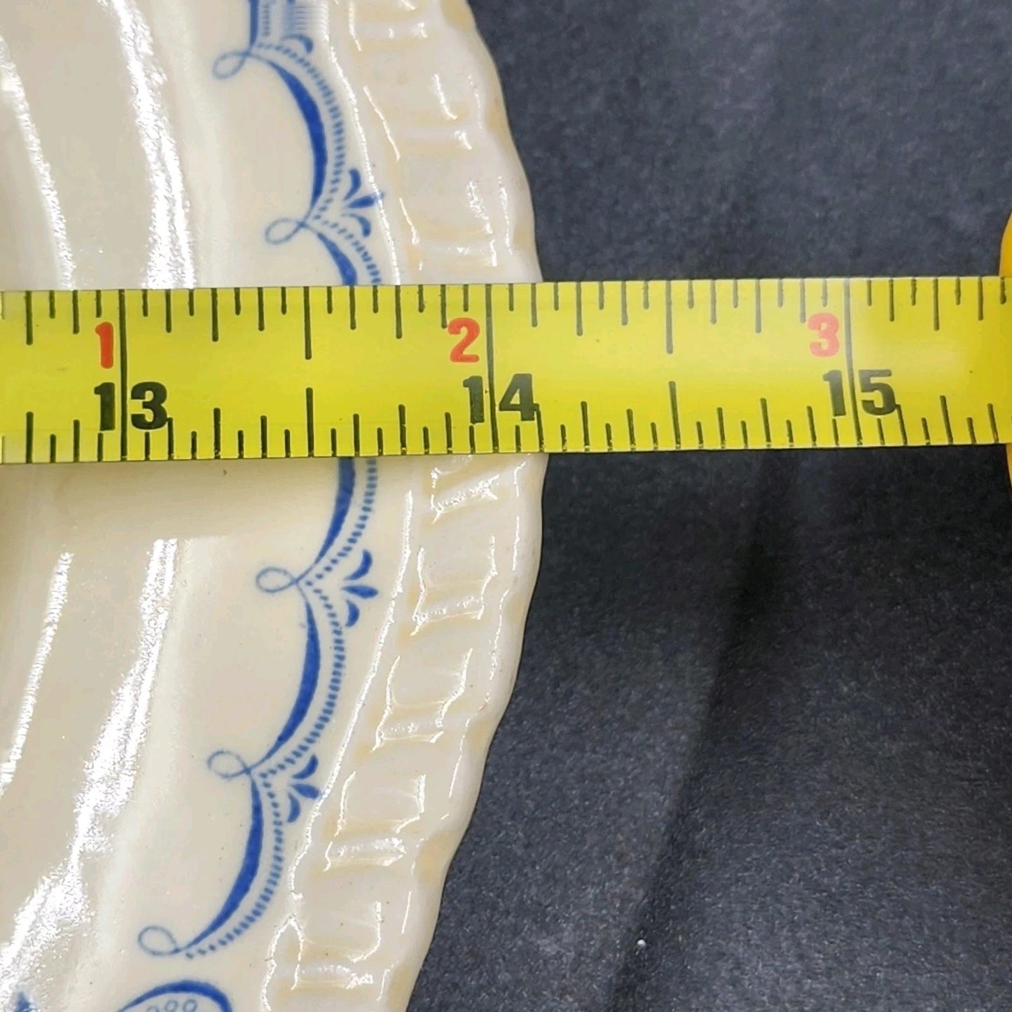 Ridgway’s Cornwall Oval Platter 14" Blue Gadroon Edge Floral Center Sheldon UK