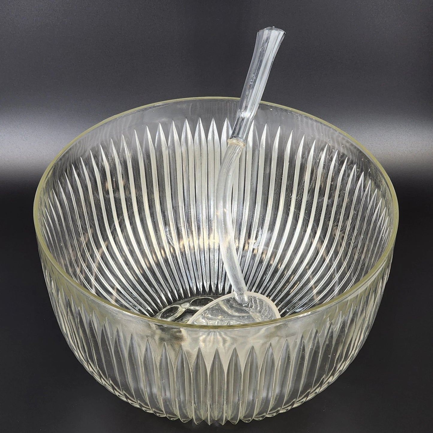 Colony Starlight Glass Punch Bowl 11" with Plastic Ladle 13" Vintage Mid Century