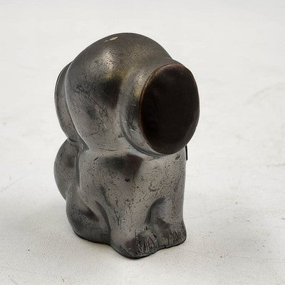 Pewter Brass Puppy Figurine Big Eyes Ears Small Dog Statue China 2.75"