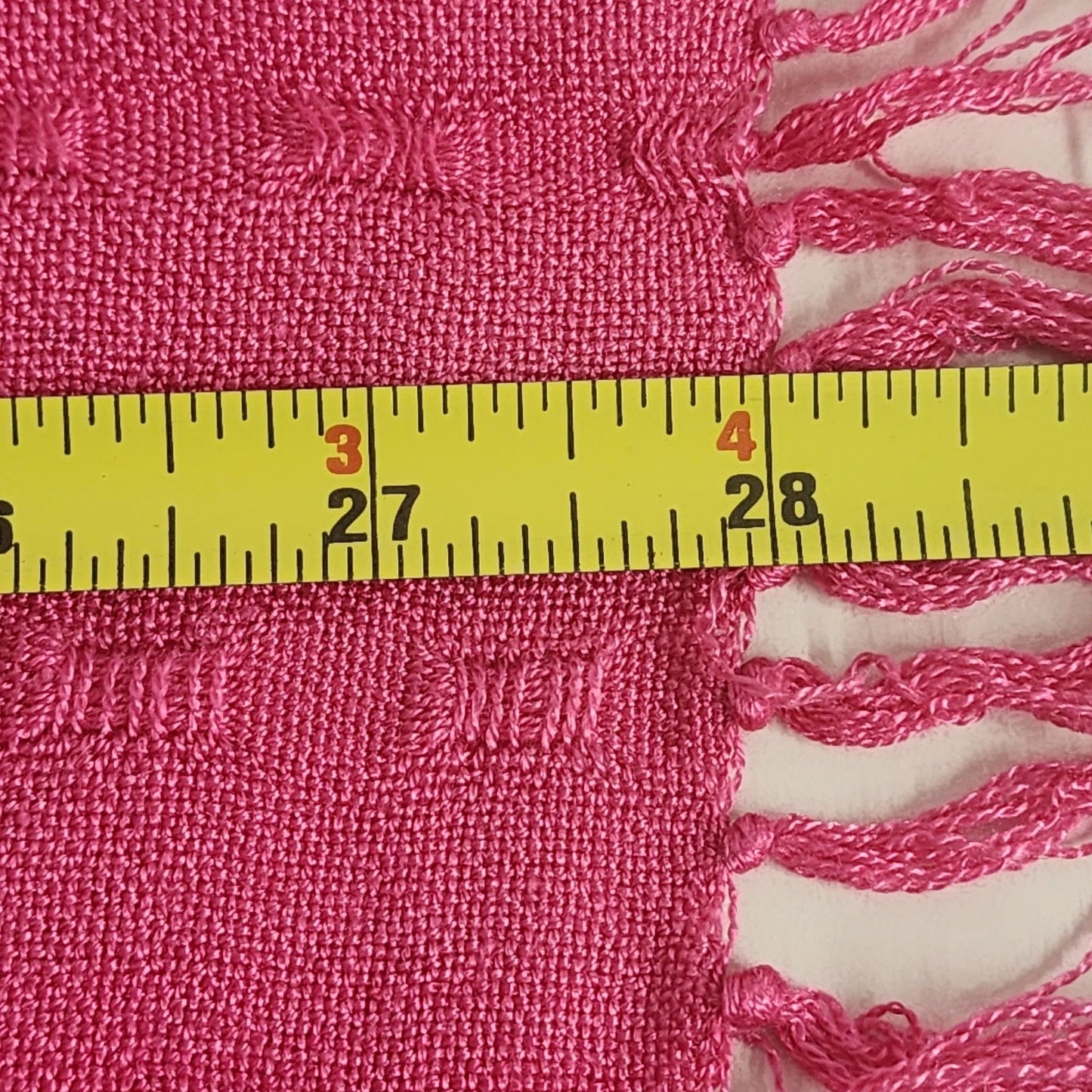 Glentex Pink Rebozo Scarf Handwoven Cotton Fringe 28x28