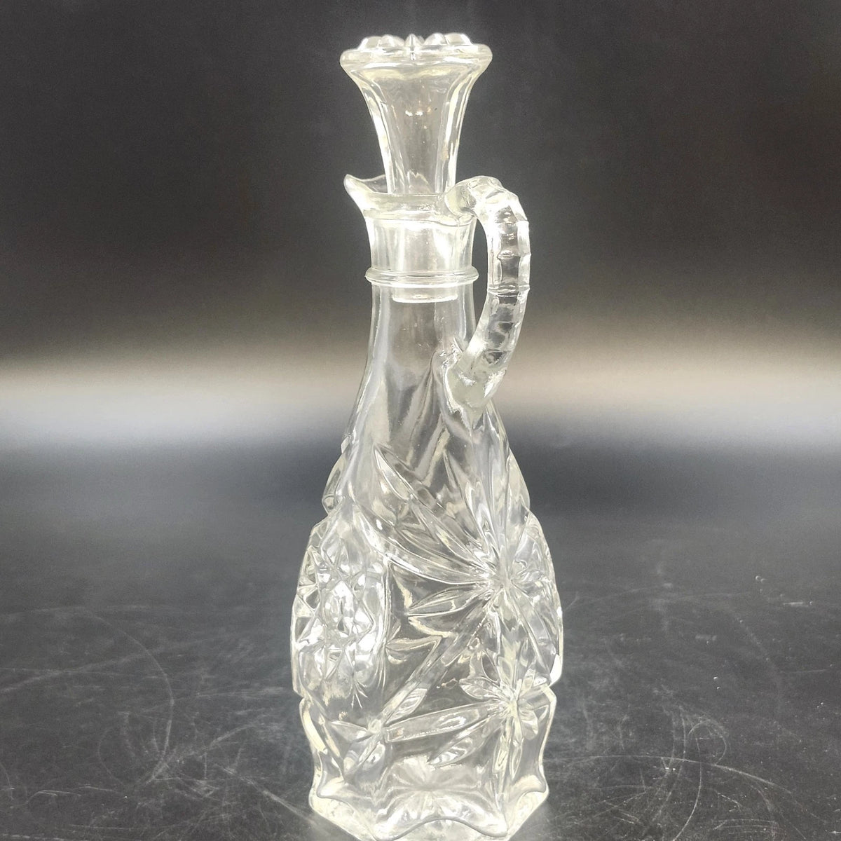 Anchor Hocking Early American PresCut Star of David Glass Cruet Stopper 7.75"x3"