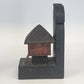 Hand Carved Tiki Hut Bookends Wood Polynesian Filipino Bahay Kubo Decor 8"x5"x4"