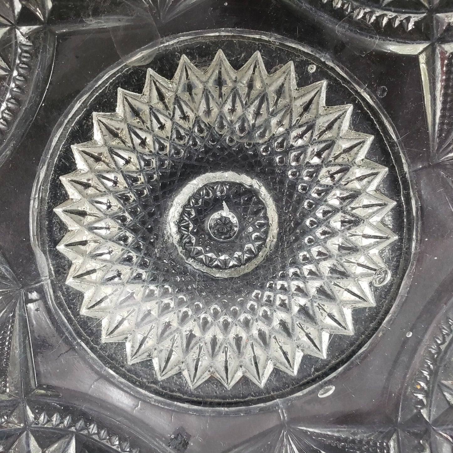 Imperial Glass Clear Bowl Antique Hobstar Criss-Cross Sawtooth Edge 10" 1909