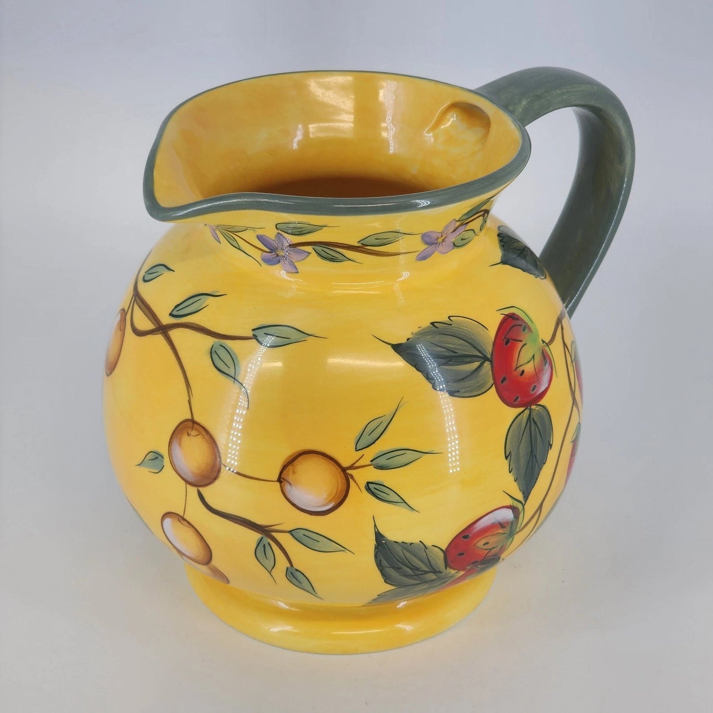 Claire Murray Bella Vita Ceramic Pitcher Hand Painted Floral Italy Style