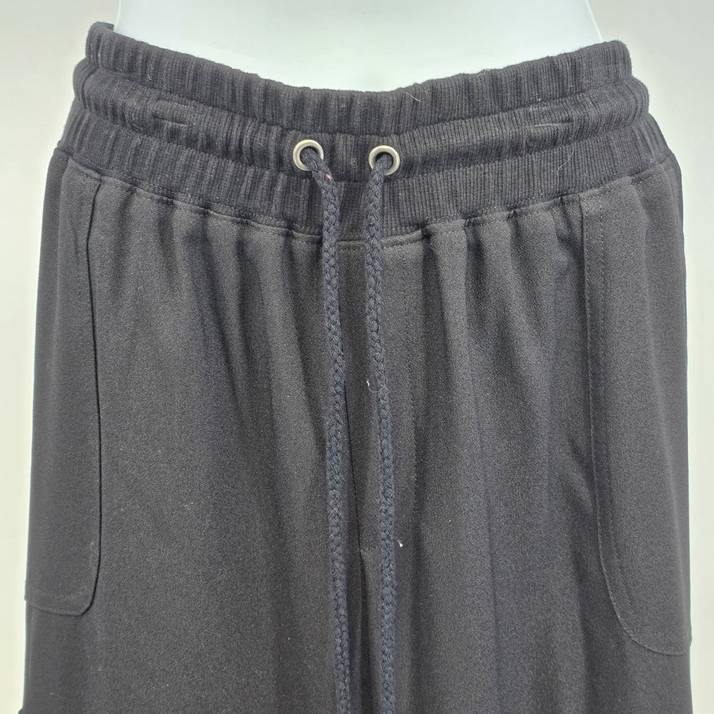 Knox Rose Gray Jogger Casual Cargo Pants Embroidered Floral Elastic Waist Large