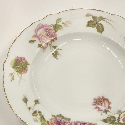 Rosenthal RC Monbijou Rim Soup Bowl Pink Roses Gold Trim Bavaria China