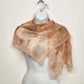 Peach Nylon Neck Scarf Sheer Floral Leaves Print 40"x15" Finished Edge Vintage