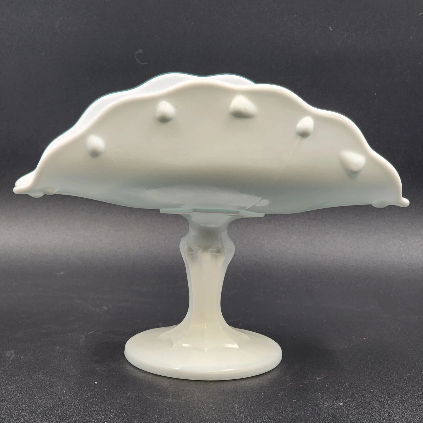 1970s Indiana Milk Glass Teardrop Footed Banana Fruit Bowl 11" Vintage MCM