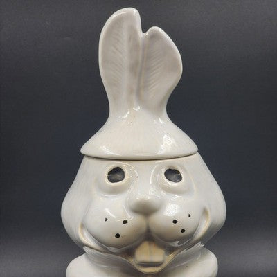 Hocus Pocus Bunny Cookie Jar 2 Piece McCoy 211 Porcelain Rabbit 13.5" H