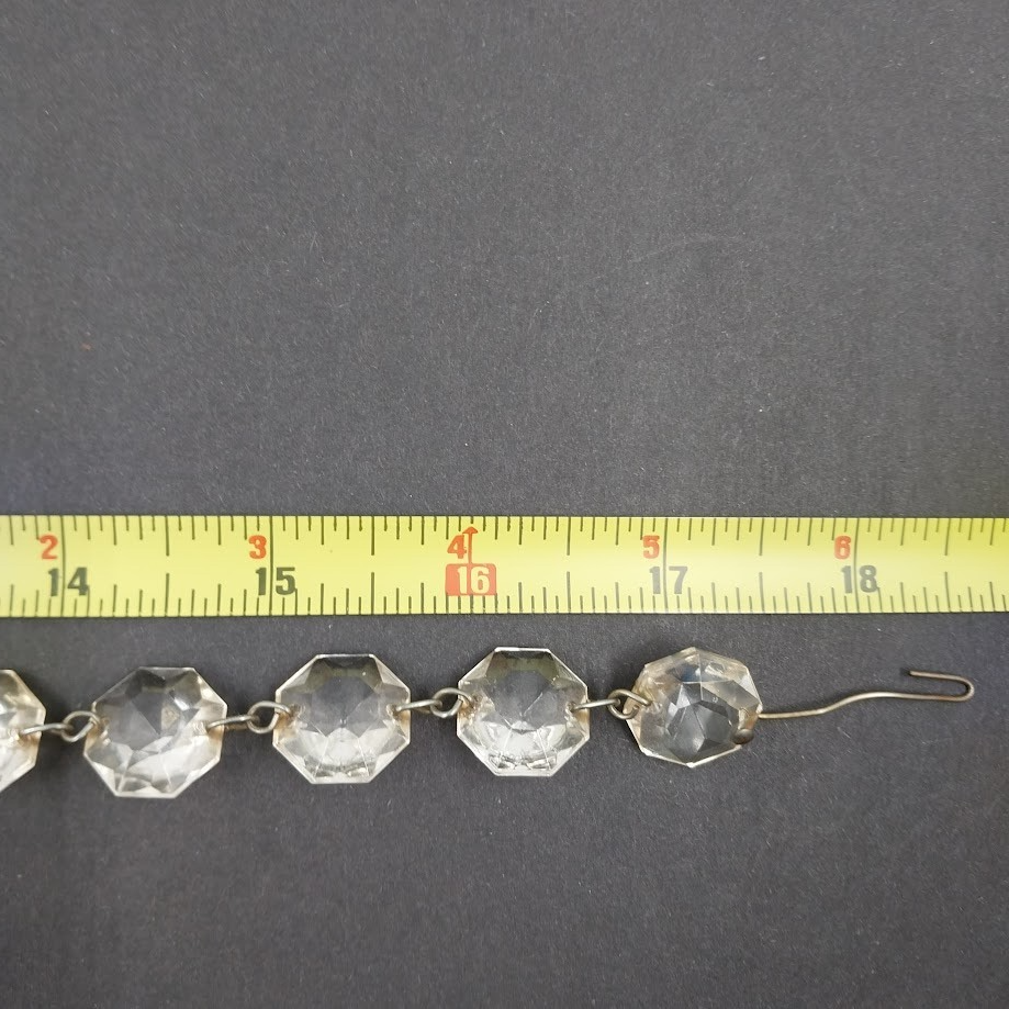 20 Pc Octagon Crystal Prism Chain Beads Glass Chandelier Candelabra Pendant 18"