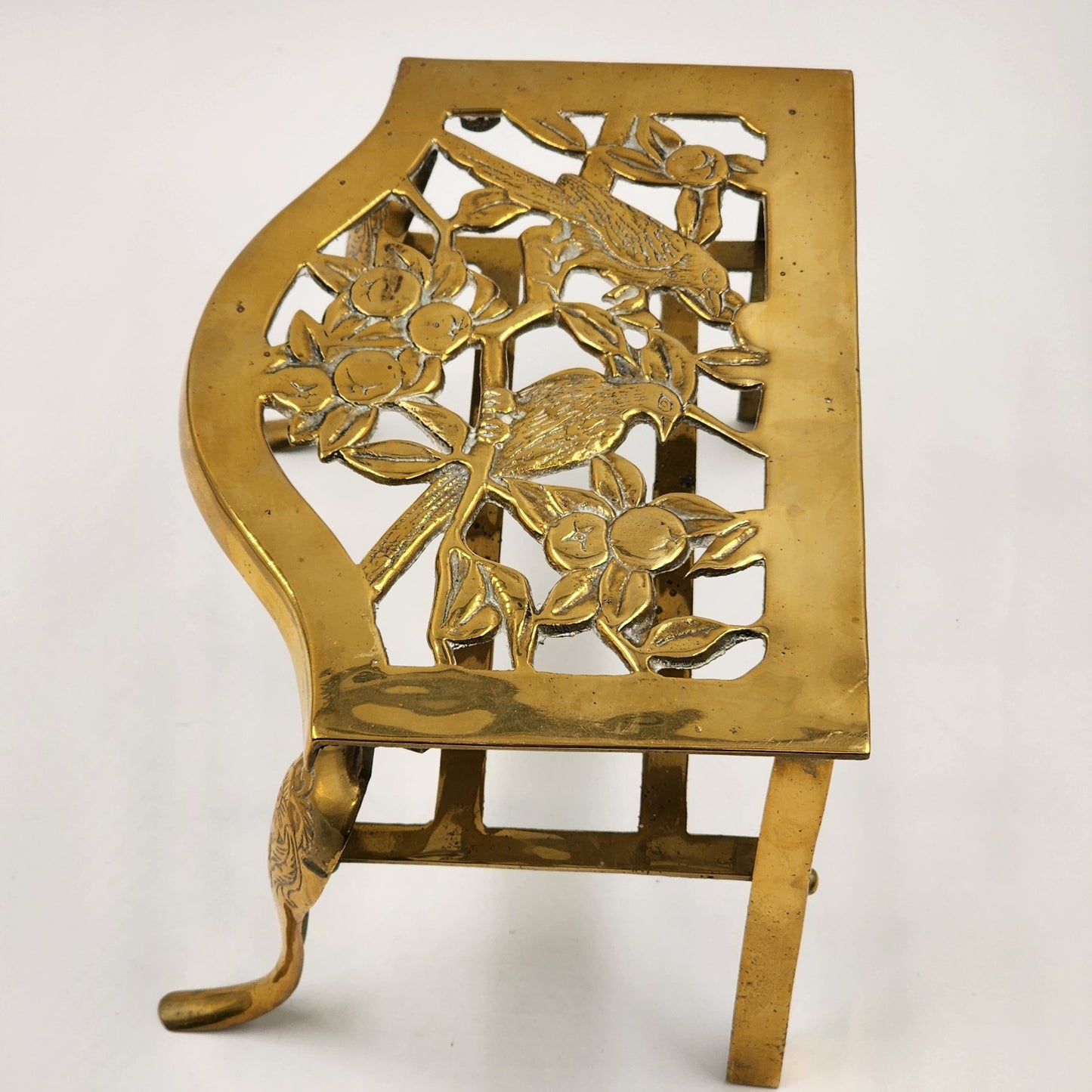 Brass Metal Gold Finish Footrest Fireplace Footman Stool Trivet Pot Warmer Stand