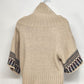 Short Sleeve Cardigan Winter Themed Beige Woman Large XXi Fair Isle Pattern VTG