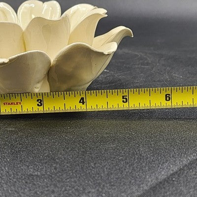 Studio Art Flower Figurine Glossy Porcelain Handmade Decor Marked Ceramic
