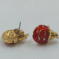 Avon Pumpkin Witch Hat Stud Halloween Earrings Jack O Lantern Gold Enamel 1994