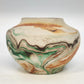 Nemadji Pottery Vase 5.5" Natural Clay Green Orange Swirl Marbled Vintage USA